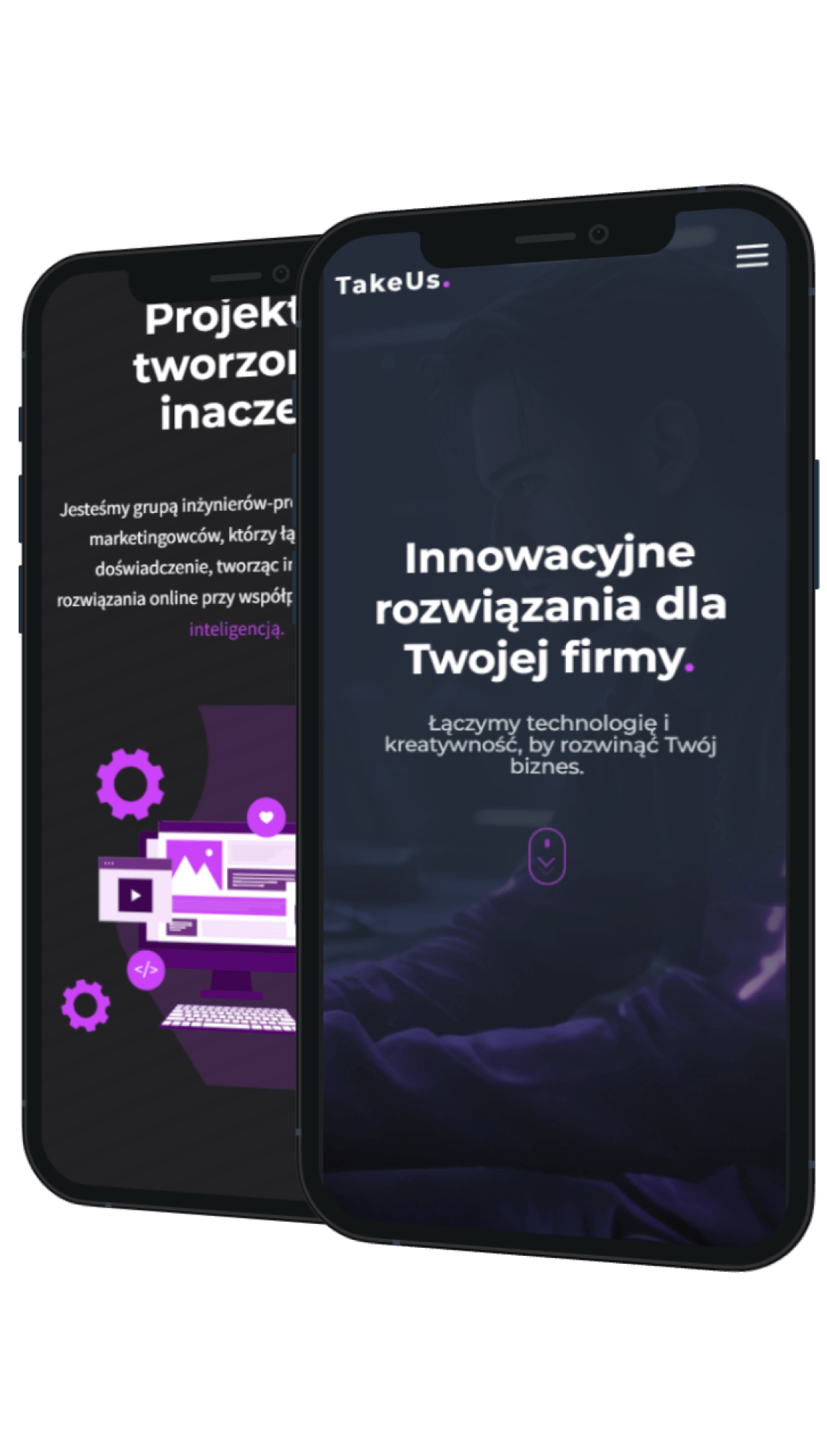 zdjecie przedstawia ekran iphone'a z wlaczona strona internetowa takeus.pl